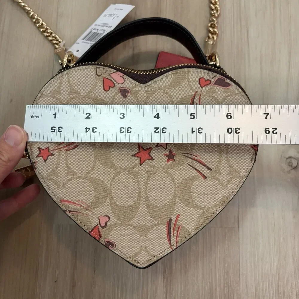 NWT Coach CK523 Heart Crossbody In Signature Canvas With Heart And Star Print